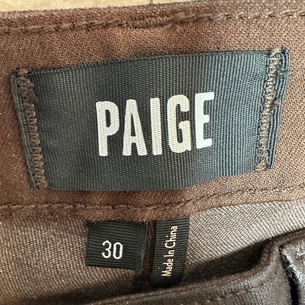 PAIGE Anessa Coated Wide Leg Ankle Jeans Chicory Coffee Brown High Rise Size 30 - Picture 7 of 9
